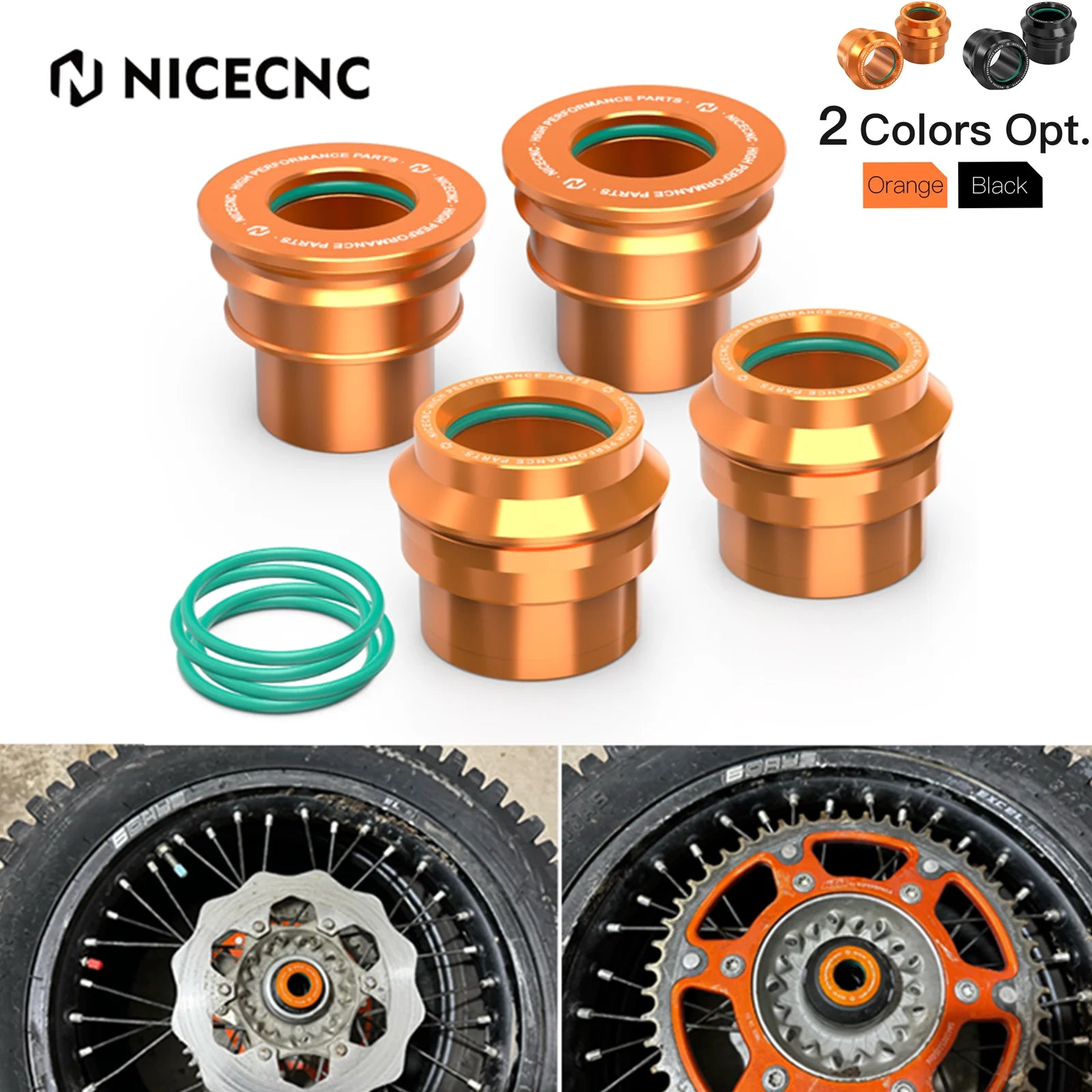 NICECNC For 2017-2024 KTM EXC 300 Front Rear Wheel Hub Spacers Collar EXC F 250 300 350 450 500 TPi 6D XC F W SX F 125 350 450